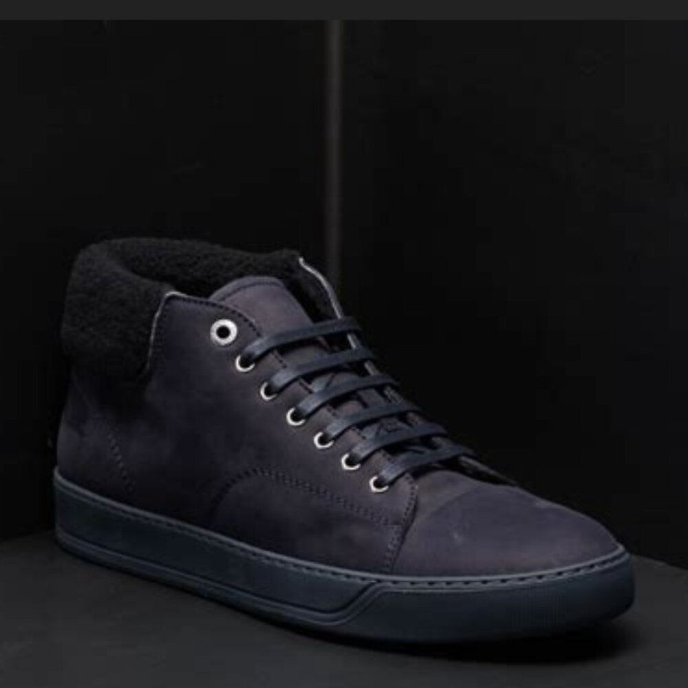 Lanvin Navy Suede Chukka Boots